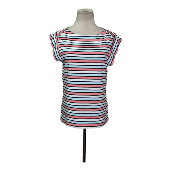 Anne Klein pink blue stripes short sleeves top size Small - Picture 9 of 9